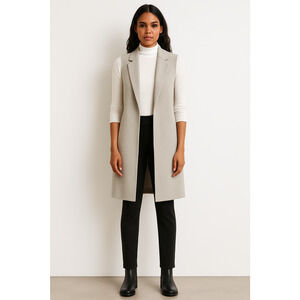 Joie Open Front Sleeveless Long Duster Vest Cardigan Women's sz XL Oatmeal‎